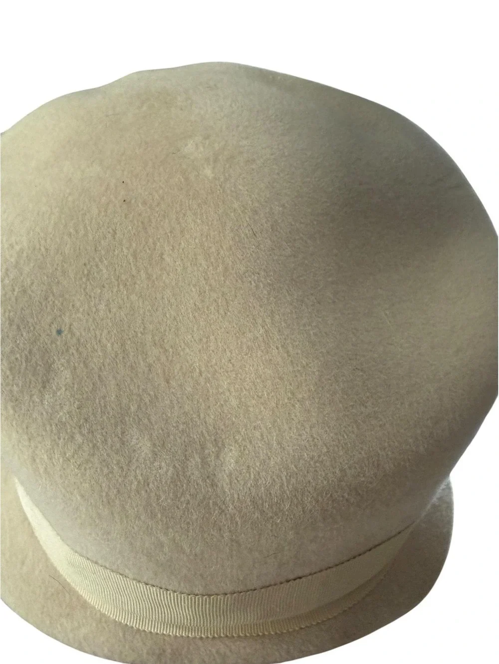 Vintage 1940s Beige Felt Brimmed Bucket Hats for Women, Large White Flower, Veil